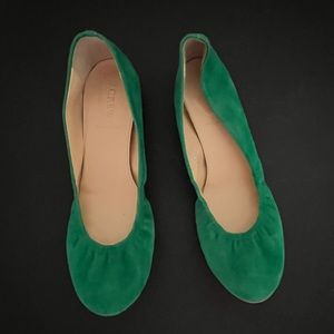 J. Crew Cece Suede Ballet Flats I Color: green I Size: 8